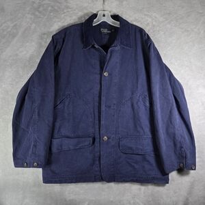 Polo Ralph Lauren Barn Chore Coat Mens Size Medium M Blue Corduroy Collar Cotton